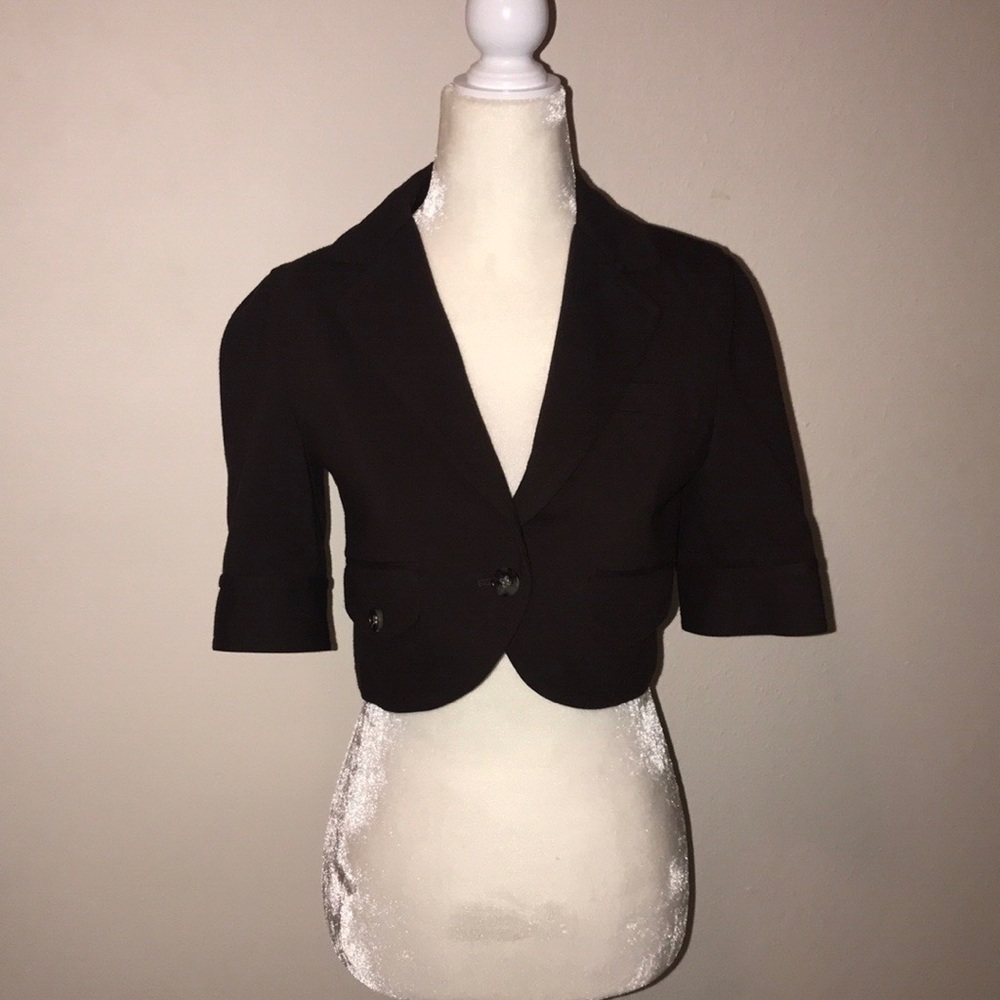 Theory Brown 3/4 Sleeve Crop Jacket